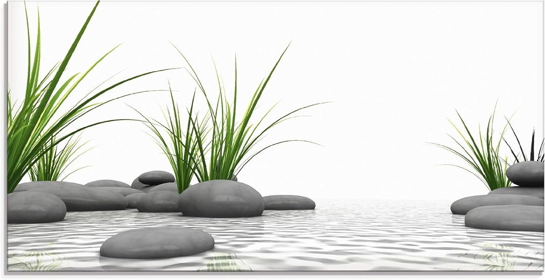 ARTland Wanddeko Glasbilder Wandbild Glas Bild einteilig 100x50 cm Querformat Wellness Zen 3D Steine