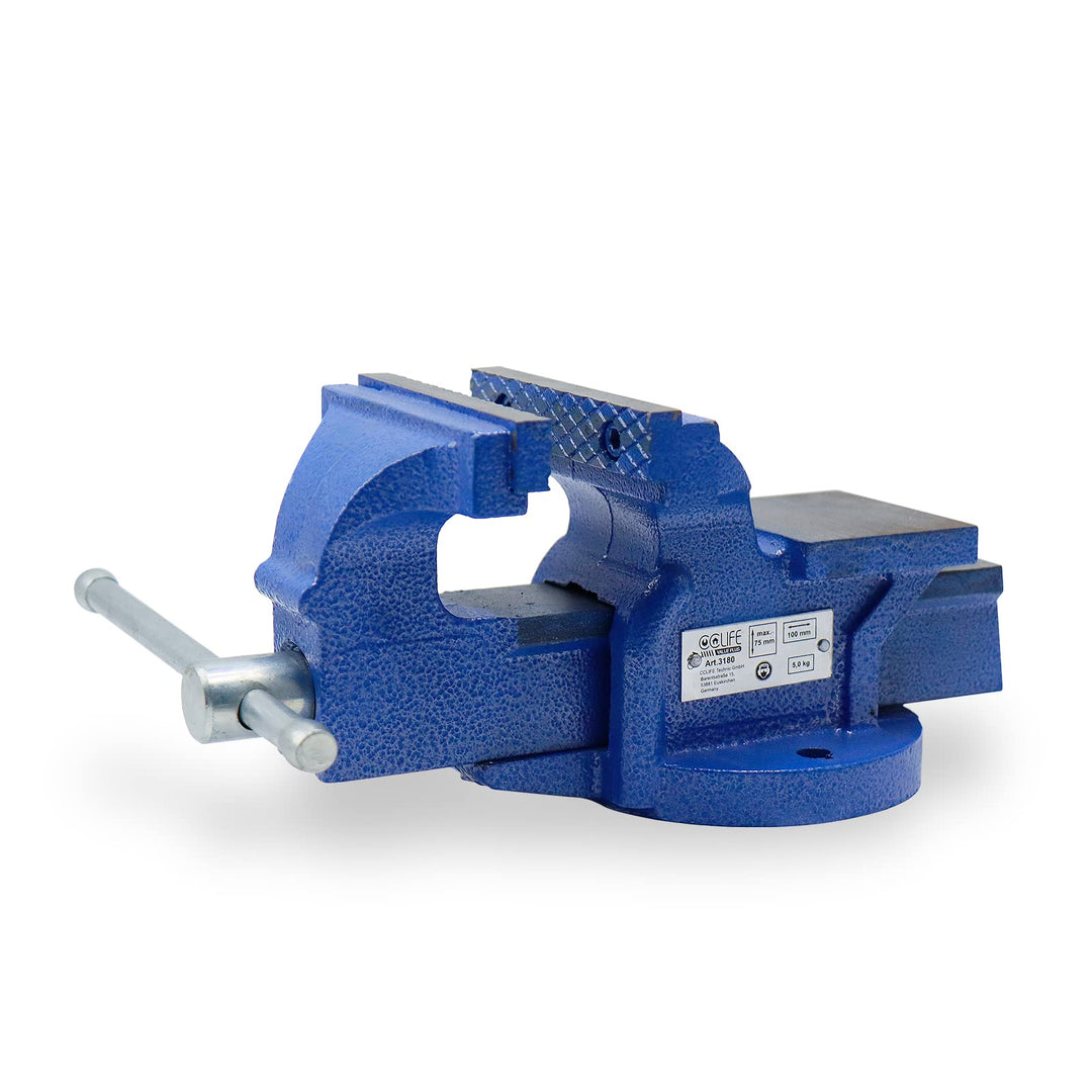CCLIFE Feststehend Schraubstock 100/125/150 mm für Werkbank Werkbankschraubstock Parallelschraubstoc