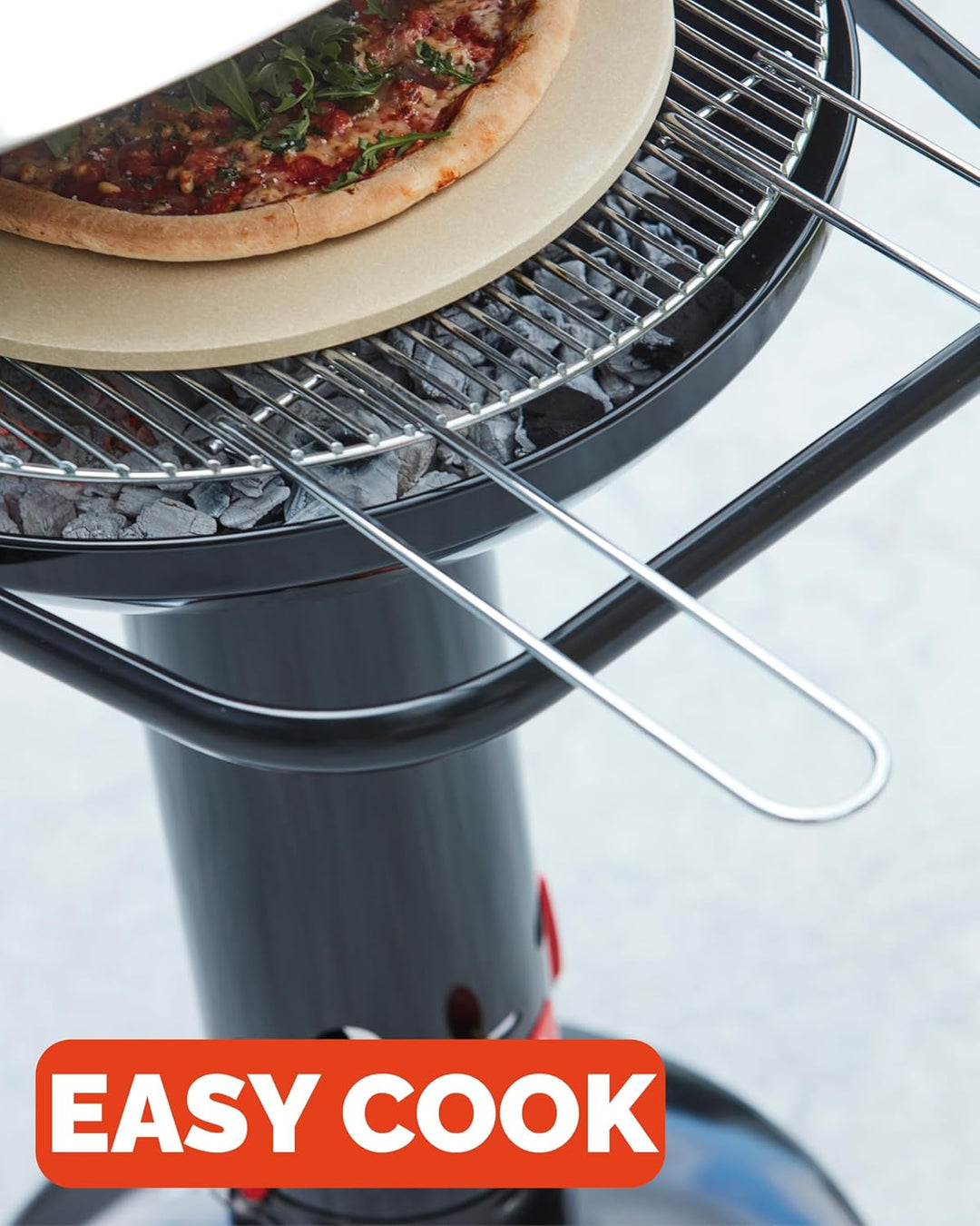 Barbecook Holzkohlegrill BBQ mit Windschutz, Säulengrill rund Standgrill mit Quick-Start und Quick-S