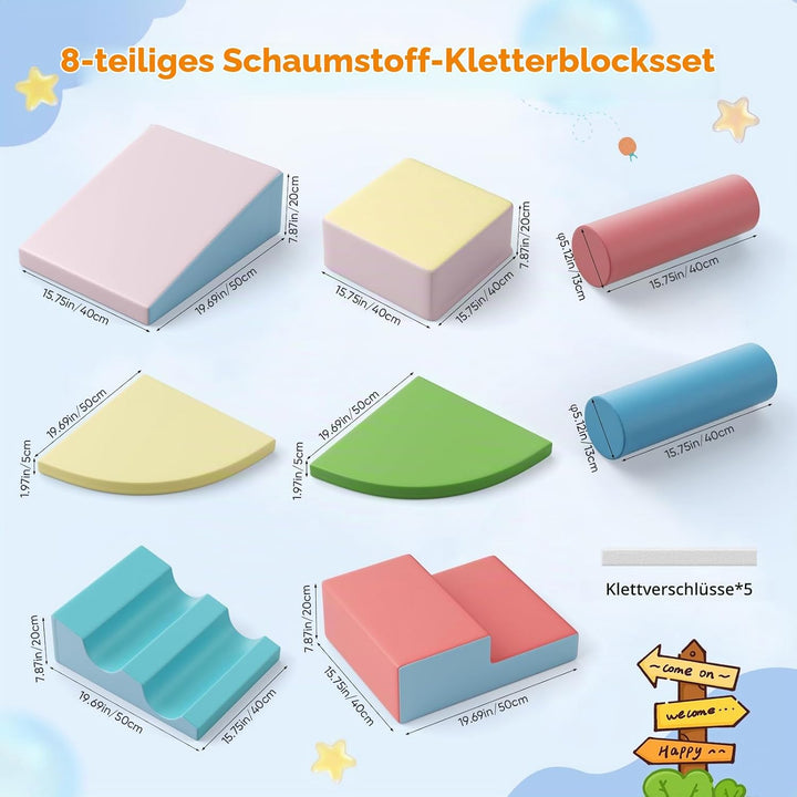 Brolteja Baby-Schaumstoffbausteine, Softplay-Set für Kleinkinder von 1–3 Jahren, Baby-Kletterturm mi