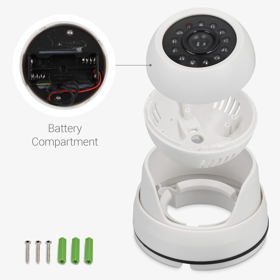 kwmobile 2X Dummy Kamera für Deckenunterbau - mit LED Licht - Dome Überwachungskamera Attrappe Set -