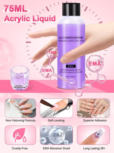 Acryl Nagelset Nägel Selber Machen: Gelnägel Set mit UV Lampe 80W Elektrische Nagelfräser - 3 Farbe