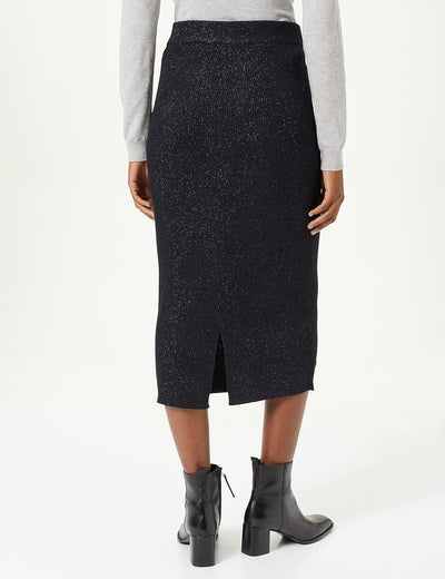 NA-KD Damen Pu Front Slit Skirt Rock, Schwarz