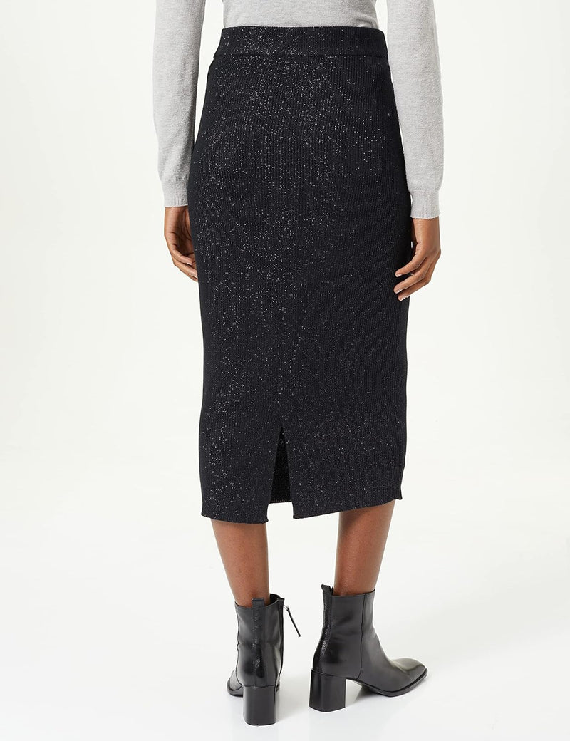 NA-KD Damen Pu Front Slit Skirt Rock, Schwarz