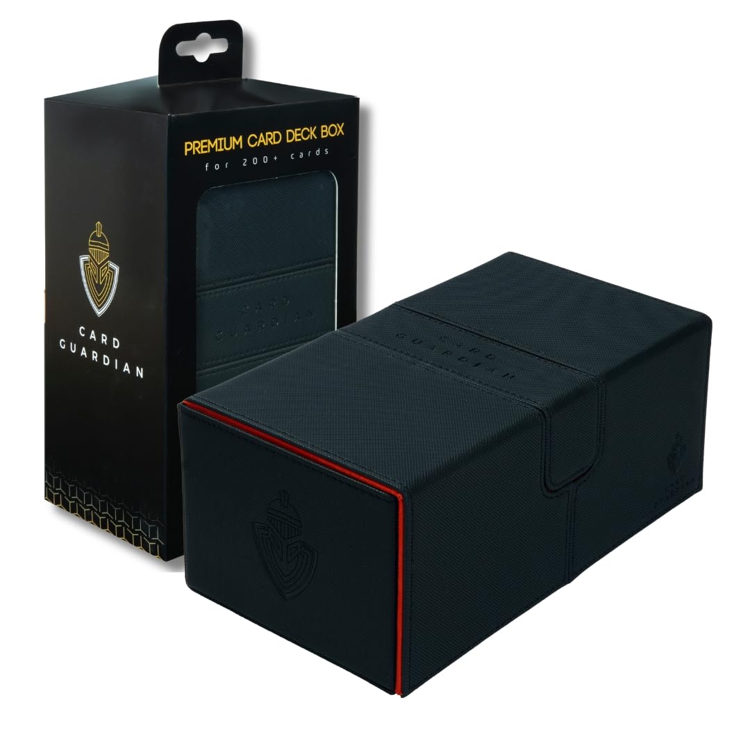 Card Guardian - Premium Deck Sammelkarten Box für 200 Karten Sammelkartenspiele TCG (Schwarz), Schwa