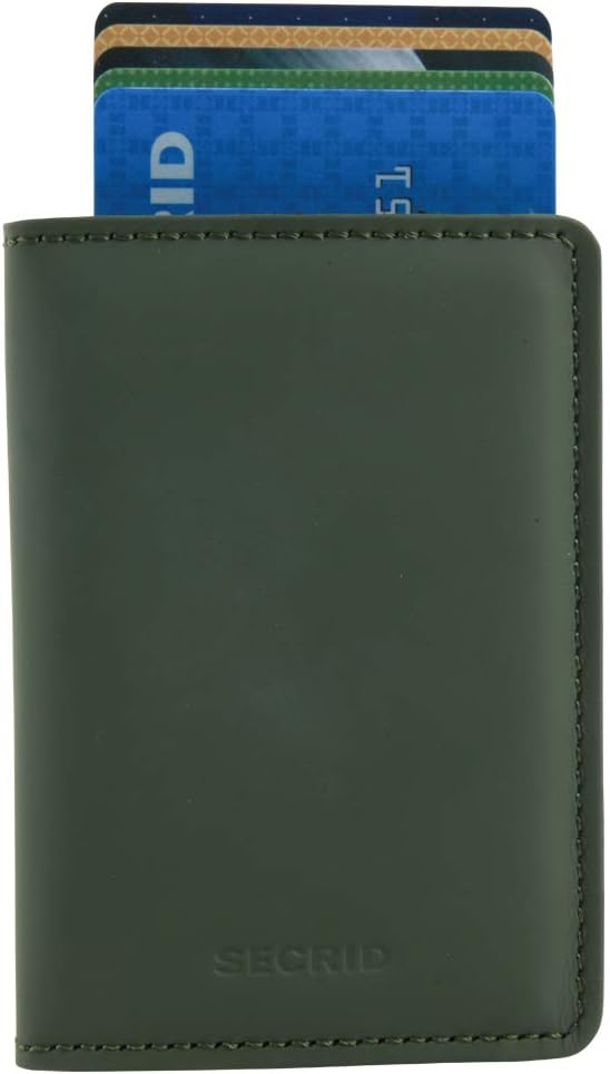 Secrid Slim Wallet Matte Black & Green Kartenetui aus Leder, Farbe: Grün/Schwarz, für 4 Karten mit o