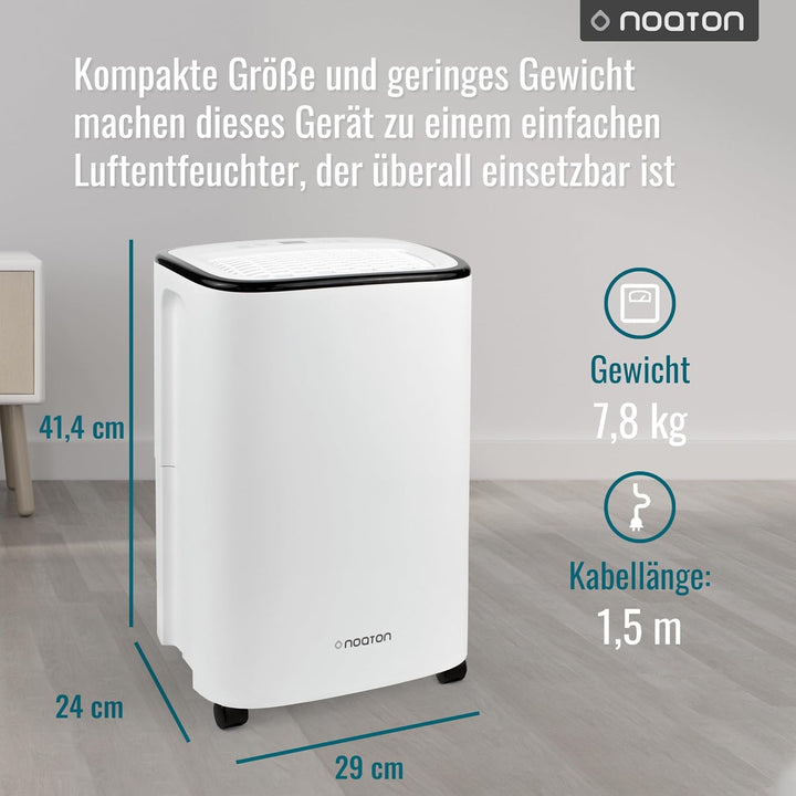 Luftentfeuchter Noaton DF 4112, max 13L/24h, Raumgrösse ca. 65 m³ (~25 m²), 190 W, 2.5l Wassertank,