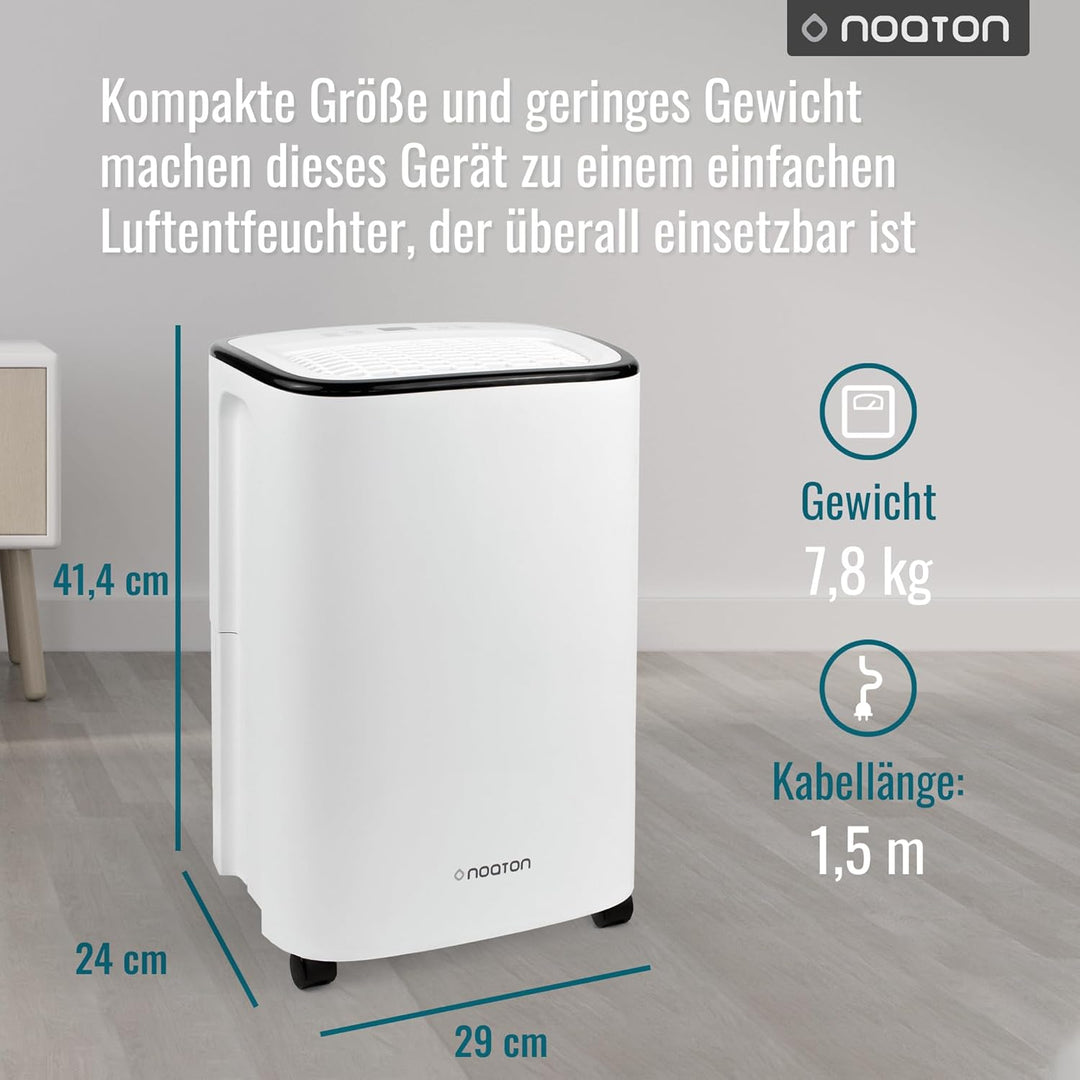Luftentfeuchter Noaton DF 4112, max 13L/24h, Raumgrösse ca. 65 m³ (~25 m²), 190 W, 2.5l Wassertank,