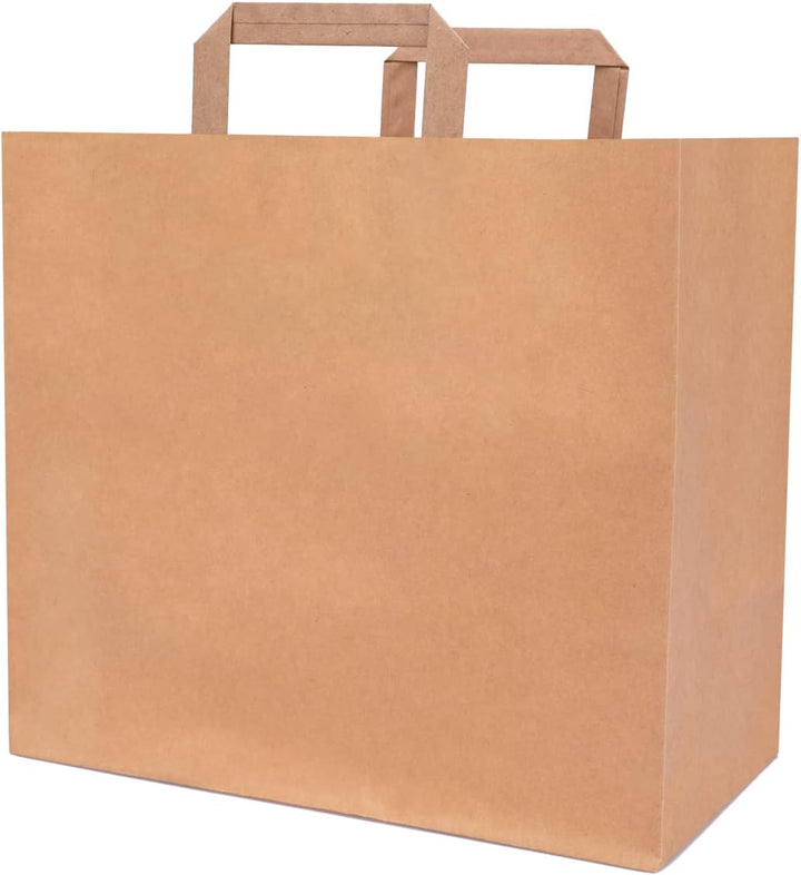 verpacking Papiertragetaschen mit Flachhenkel 27 x 32 x 17 cm Braun - Papiertüten Bio Papiertasche K