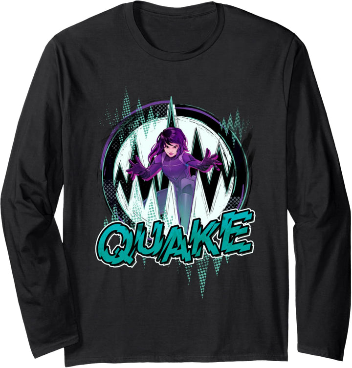 Marvel Rising Secret Warriors Quake Action Pose Logo Langarmshirt