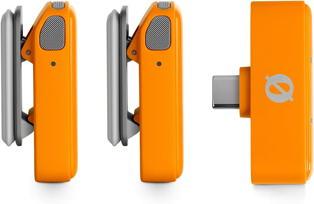 Rode Wireless Micro Drahtloses Mikrofon-System USB-C Orange mit Interview Micro Handadapter Orange u