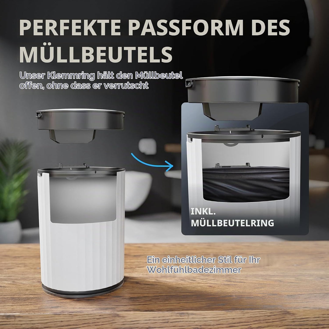 Sensor Badeimer Dueodde | Weiss | Touchless Sensorfunktion | Kosmetikeimer Rund | Eimer mit Deckel |
