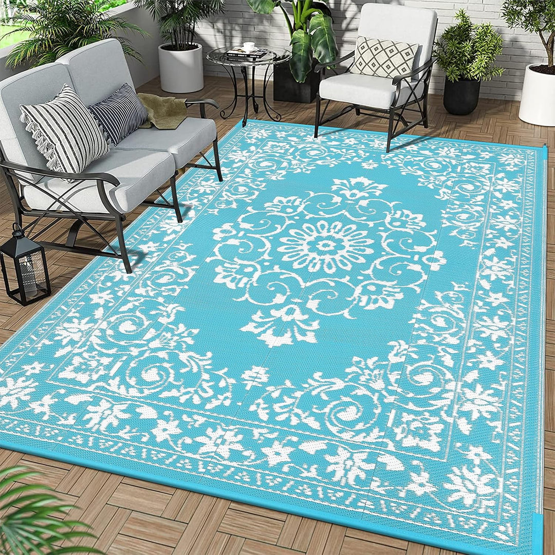 Enyhom Strapazierfähiger RV Camping Aussenteppich (OH-Türkis, 240 x 300 cm), Türkis