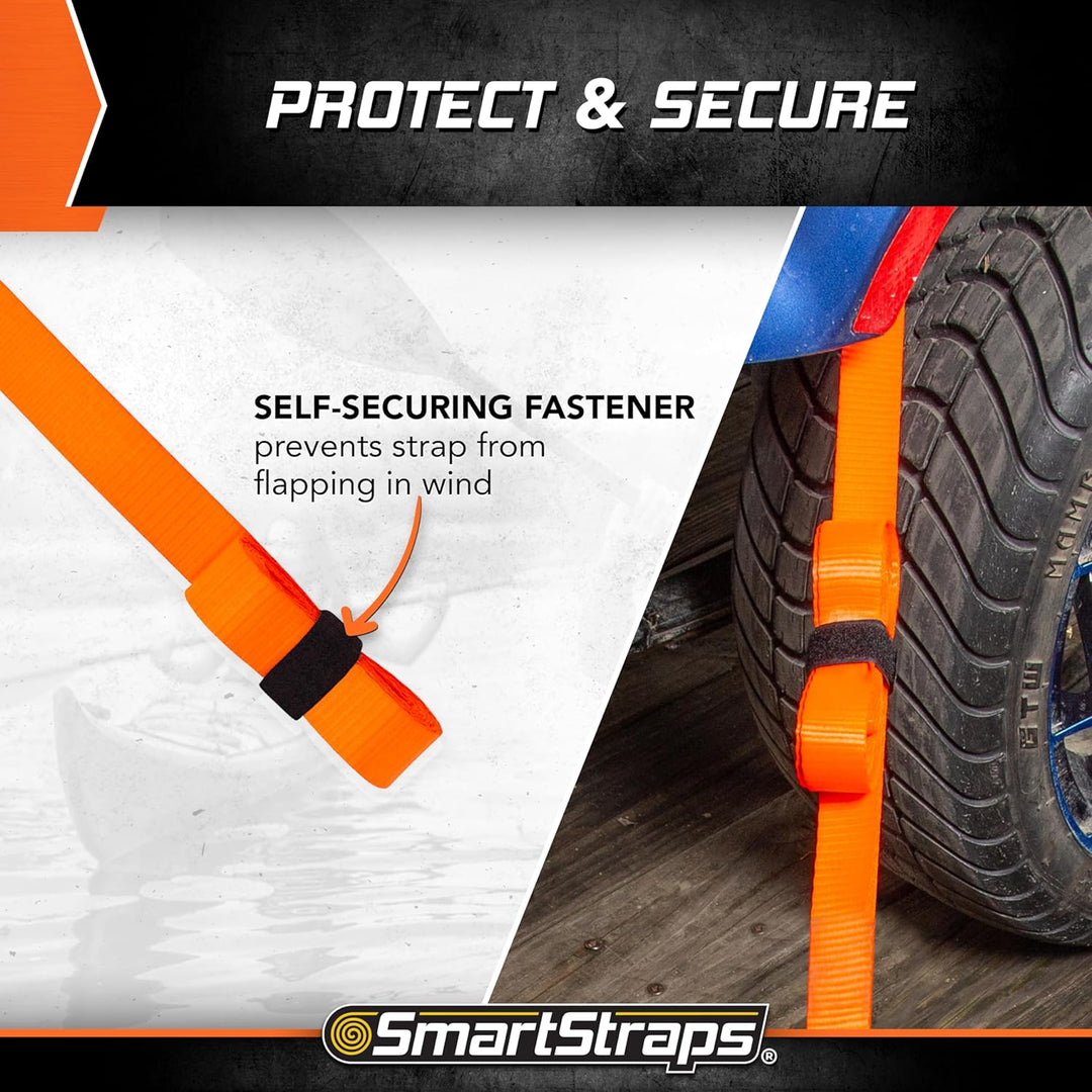 SmartStraps 141 Spanngurte mit Ratsche, gepolstert, strapazierfähig, 6,4 m, 3,000 kg, Orange, 10 Fee