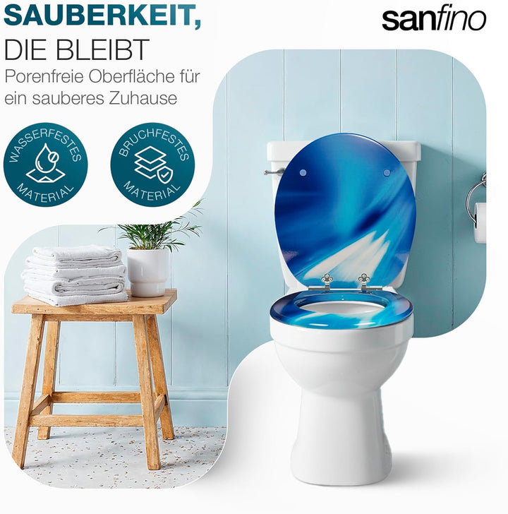 SANFINO® Premium WC Sitz mit Absenkautomatik – hochwertige Toilettendeckel aus Holz, viele bunte Mot