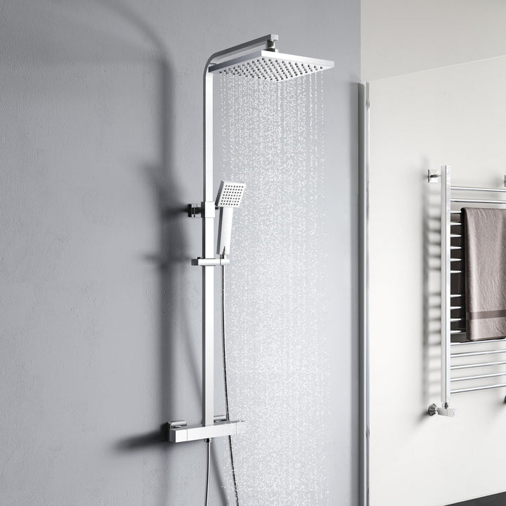 YOOZENA Duschsystem,Duscharmatur Komplettset,Duscharmatur mit Thermostat, Duschkopf mit Schlauch und