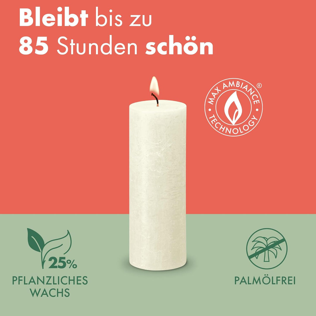 Bolsius Rustik Stumpenkerzen - Shimmer Rot - Set 4 Stück - Dekorative Stumpenkerzen - Länge Brenndau