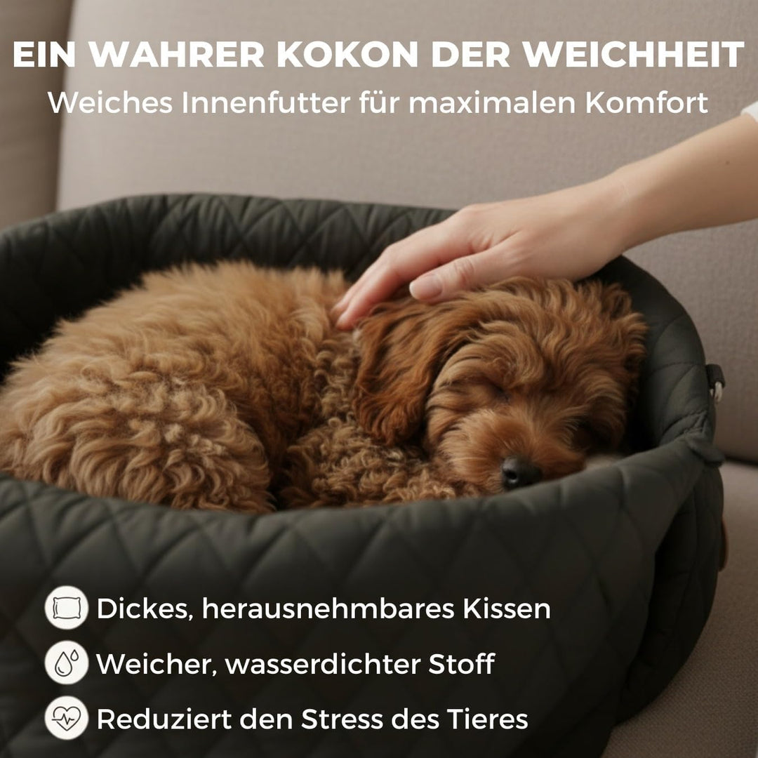 Hundetransporttasche fürs Auto, Auto-Hundesitz, Katzentransporttasche mit Schultergurt und Sicherhei