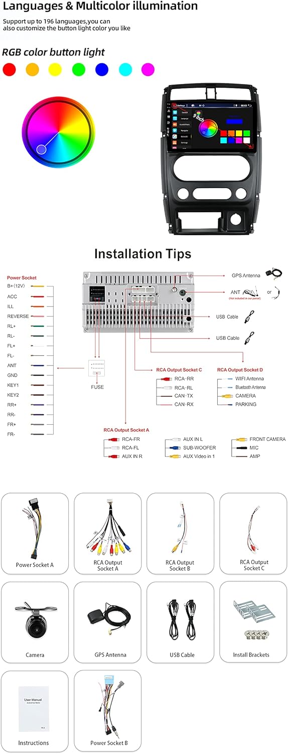 JOYX Android 12 Autoradio Passt für Suzuki Jimny 3 (2005-2019) - Kabellos Carplay + Android Auto - R