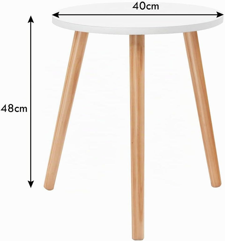 GIANTEX Beistelltisch Weiss Holz, Kaffeetisch rund Holz für Schlafzimmer Wohnzimmer Balkon, Nachttis