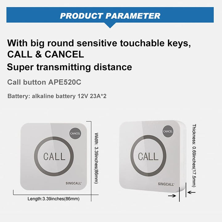 SINGCALL Gesundheitssystem,Grosser Berührung-Schlüssel, empfindliche Berührung,Volle wasserdichte Be