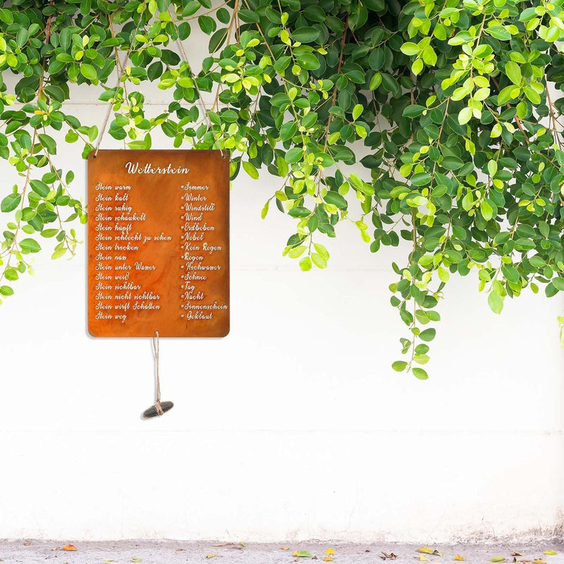 Fiada Rost Schild Wetterstein Lustig Wetterstation für Stein 26,5 x 20 cm Edelrost Schild Rostdeko G