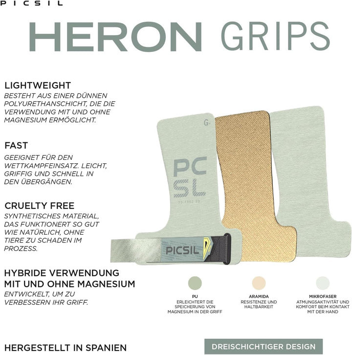 PICSIL Heron Hand Grips – Handschutz aus Aramidfasern, Nutzung mit oder ohne Magnesia, für WOD, Cros