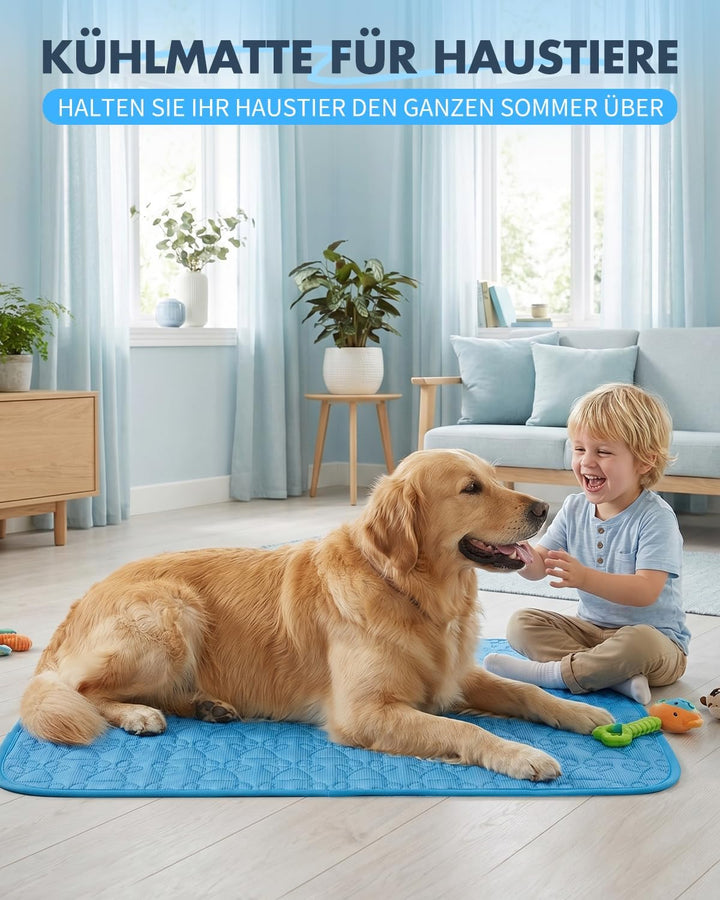 Kühlmatte für Hunde und Katzen, 100 x 70 cm, selbstkühlend Blau 100x70cm, Blau 100x70cm