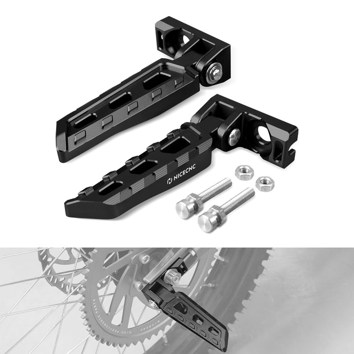 NICECNC Schwarze Kettenspanner-Einstellblöcke, hintere Stunt-Pegs, kompatibel mit Surron Light Bee X