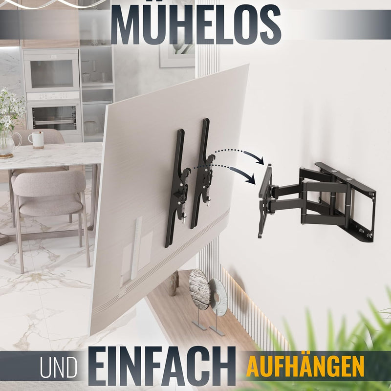 RICOO TV Wandhalterung Fernseher Schwenkbar Neigbar Flach für 30-65 Zoll, Universal TV Halterung S11