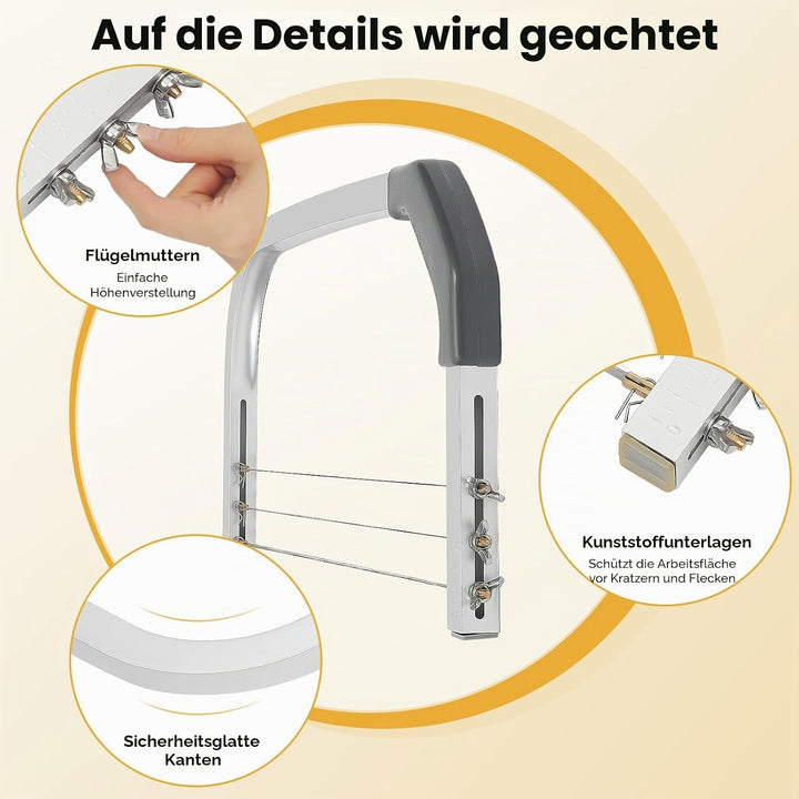 3 Drähte Edelstahl Tortenbodenschneider, Tortensäge Tortenschneider, Tortenschichten Tortenbodenteil