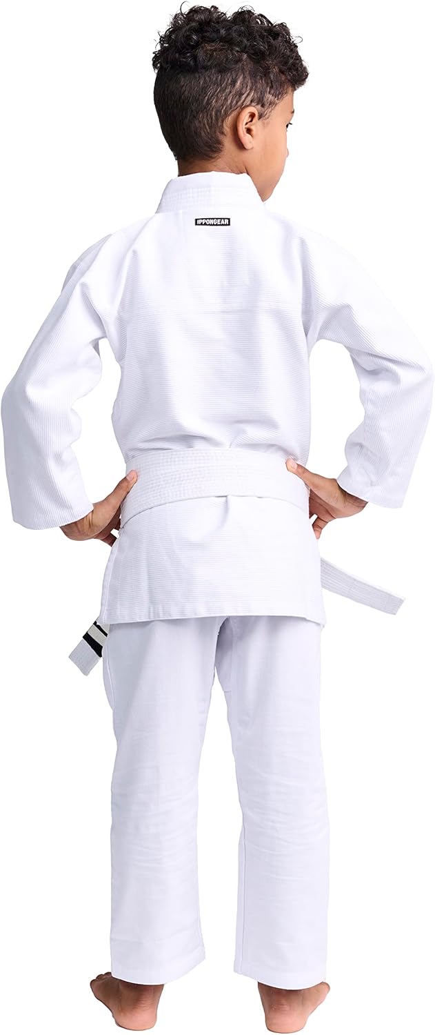 IPPONGEAR Brazilian Jiu Jitsu Kinder/Einsteiger Anzug inkl weissem Gürtel [Pearl-Weave Material I 35