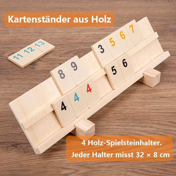 Okey Spiel, Rummikub Holz, Okay Spiel, Rummy Cup, VIP AHSAP Okey Takimi, Wooden Rummy Set with Melam