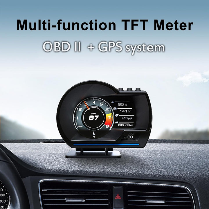 Geloo Head Up Display, Universal Geschwindigkeitsmesser Auto HUD OBD2 + GPS Dual System Digital Tach
