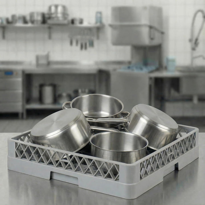 2+1 Set Spülkorb 50x50 für Gastro Spülmaschine – 2x Tellerspülkorb + 1x Besteckspülkorb (Durchfallsc