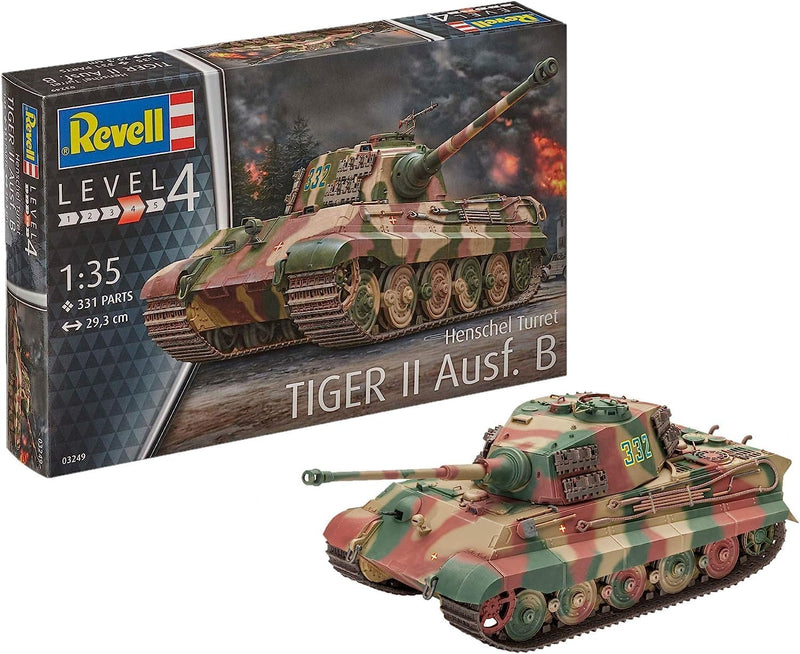 Revell 80-3249 Modellbausatz Panzer 1:35 - TigerII Ausf.B (Henschel Turret) im Massstab 1:35, Level