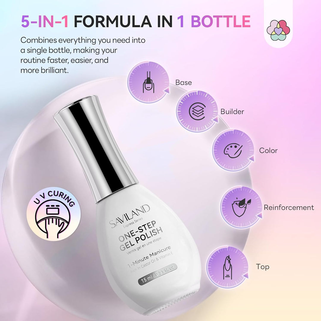 SAVILAND Cat Eye Gel Nagellack Set: 5-in-1 Gel Nagellack in Einem Schritt Jelly Silver Magnetischer
