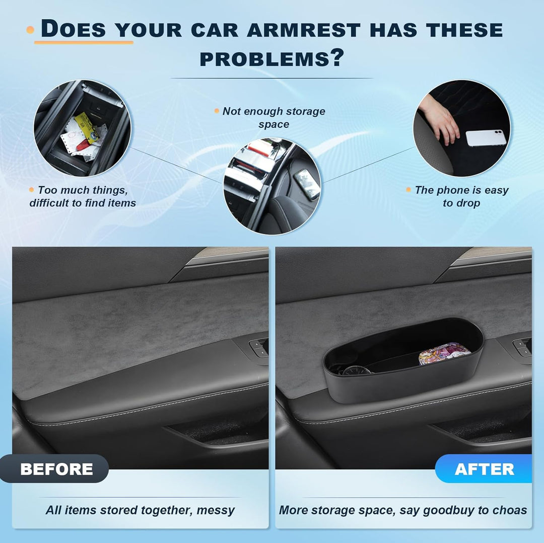 BIXUAN Autotürarmlehne Universal Pu Leder Auto Armlehne Linke Ellbogenstütze Kissen mit Aufbewahrung