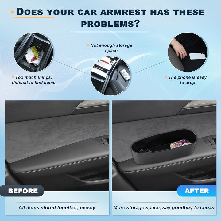 BIXUAN Autotürarmlehne Universal Pu Leder Auto Armlehne Linke Ellbogenstütze Kissen mit Aufbewahrung