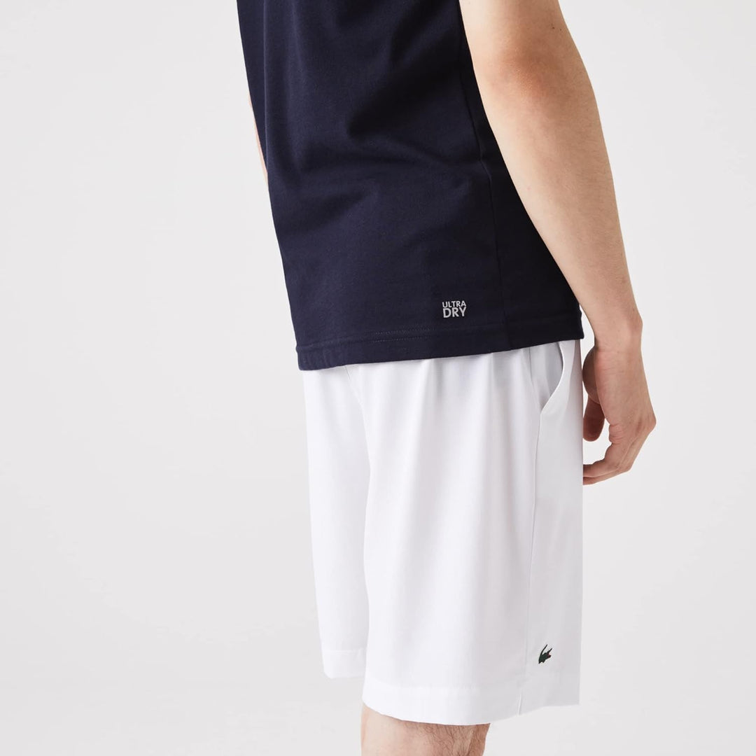 Lacoste Herren TH2042 T-Shirt Rundhals, Männer Logo Print Tee,Regular Fit, XS Marineblau / Weiss