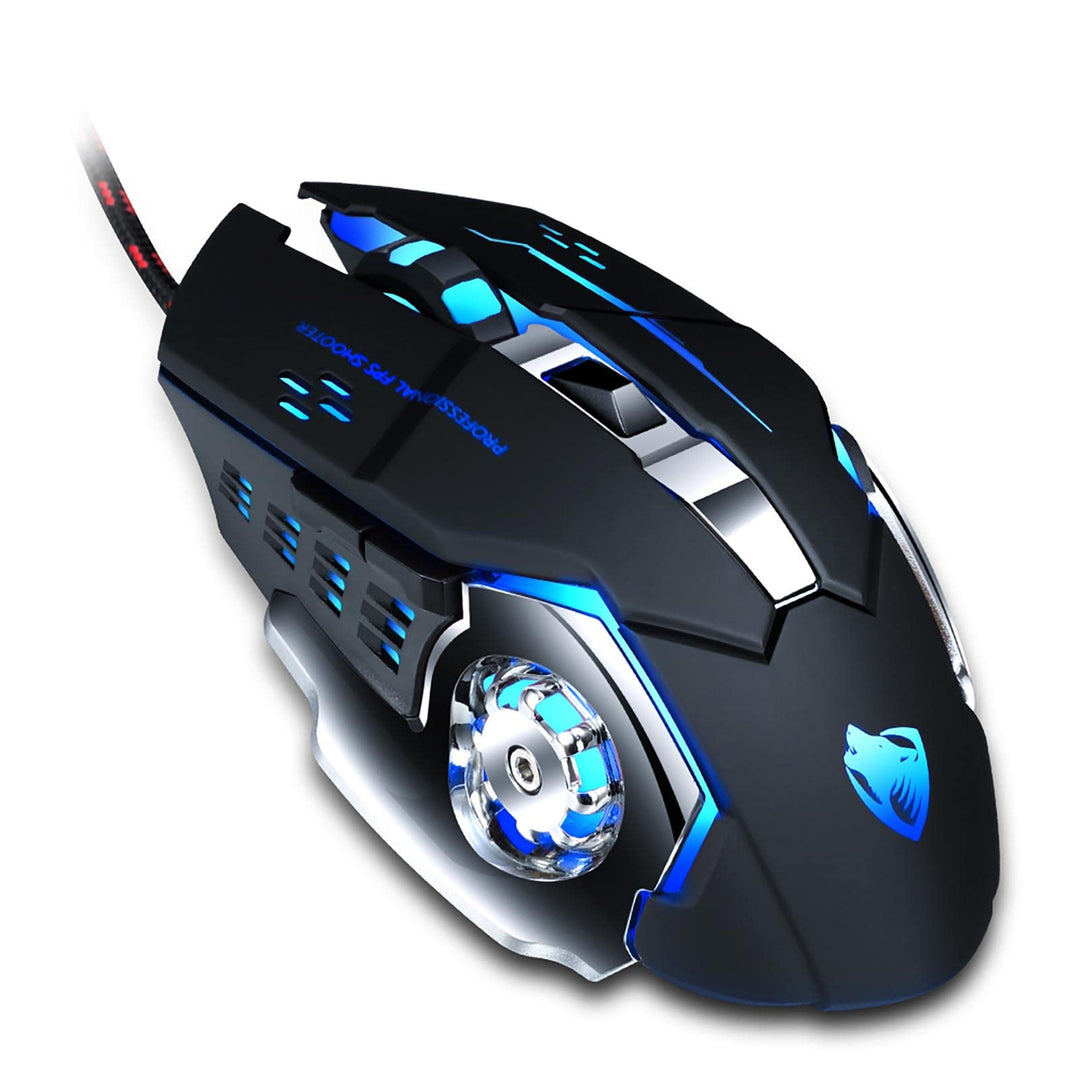 ✅ MOUSE GAMING RGB LED Programmierbare Präzises Metall verkabelt 6 Tasten ergonomisch beleuchtete La