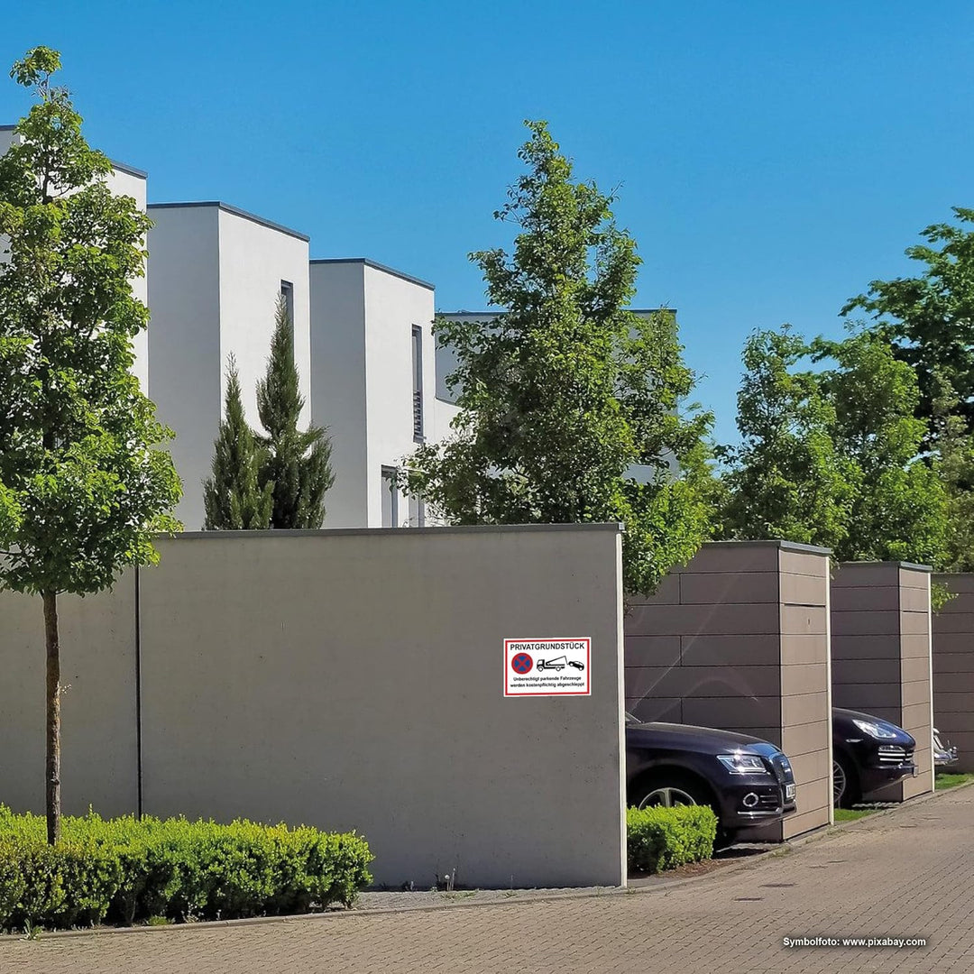 2 Stück XXL Privatgrundstück Schild 40x30cm Alu 3mm Alu-Dibond stabile Aluminiumverbundplatte unbere