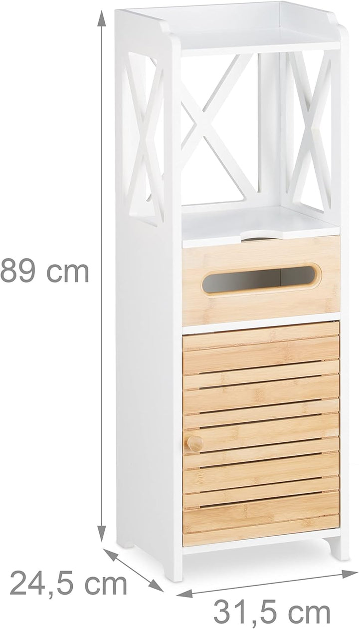 Relaxdays Beistellschrank klein mit 5 Ablagen, Mehrzweckschrank für Küche und Bad, schmaler Nische R