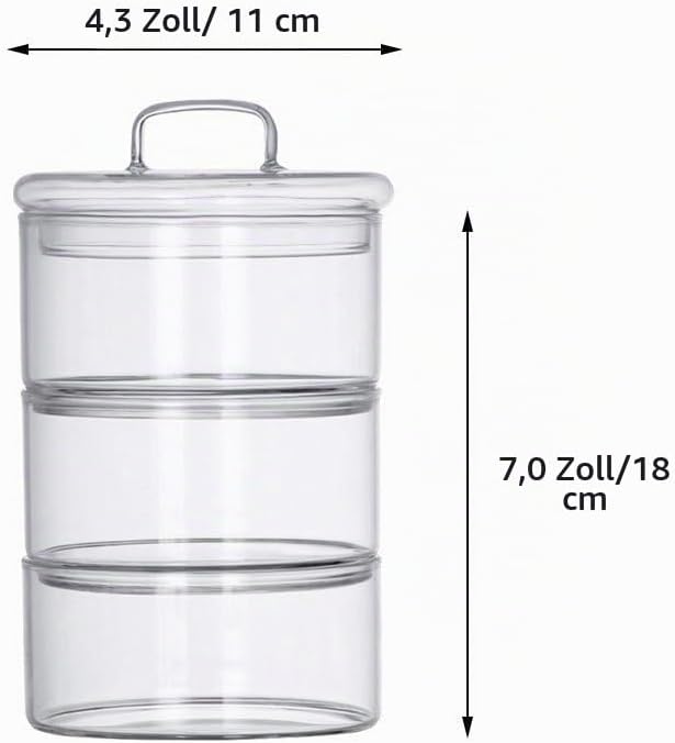 Cabilock 1 Set Glas Vorratsdose Stapelbare Glasdose mit Deckel Vorratsgläser Glasbehälter Teedose Fr