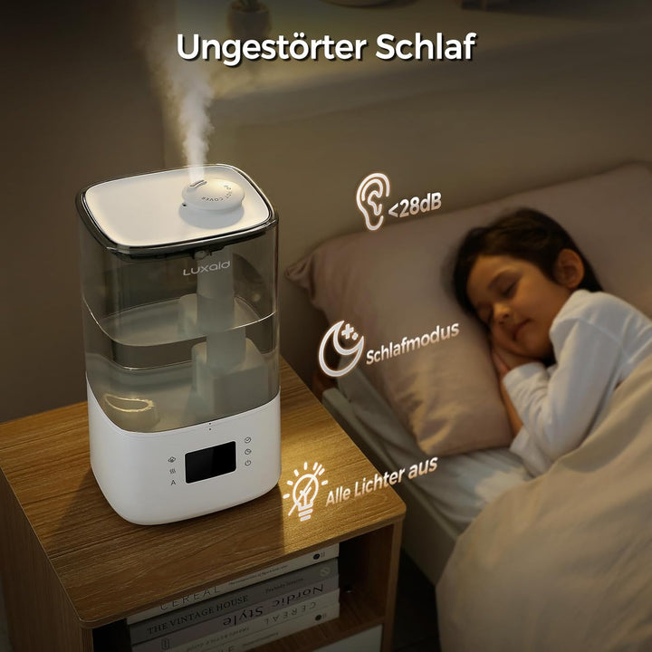 6L Luxaid Warm- und Kaltnebel Luftbefeuchter Schlafzimmer Grosse Räume mit Fernbedienung & Hygrostat