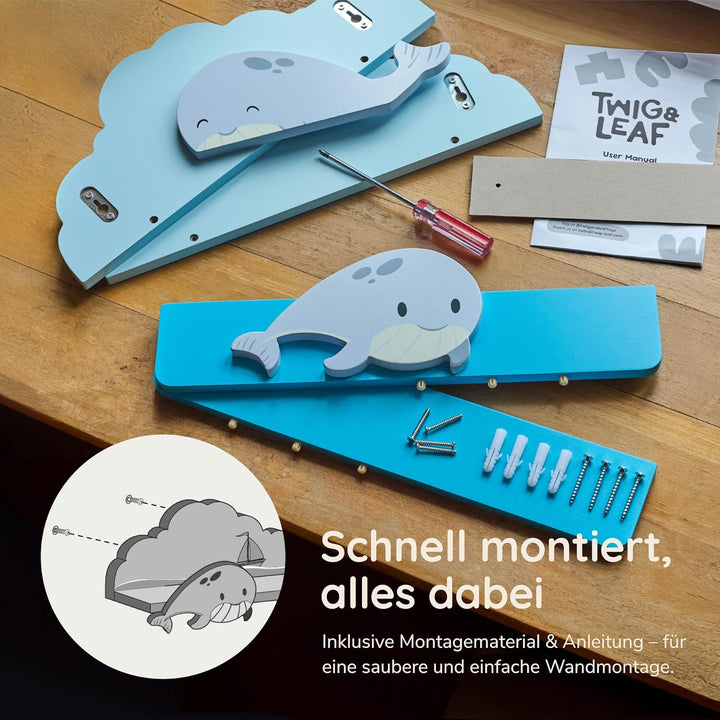 Twig &amp; Leaf Wandregal Kinderzimmer 2er Set aus Massivholz, Schweberegal Holz für Bücher &amp; Spielzeug,