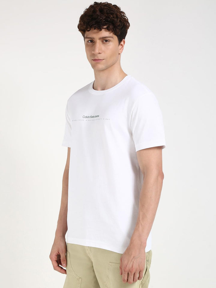 Calvin Klein Jeans Herren Badge Turn Up Sleeve Kurzarm Strickoberteile M Bright White, M Bright Whit
