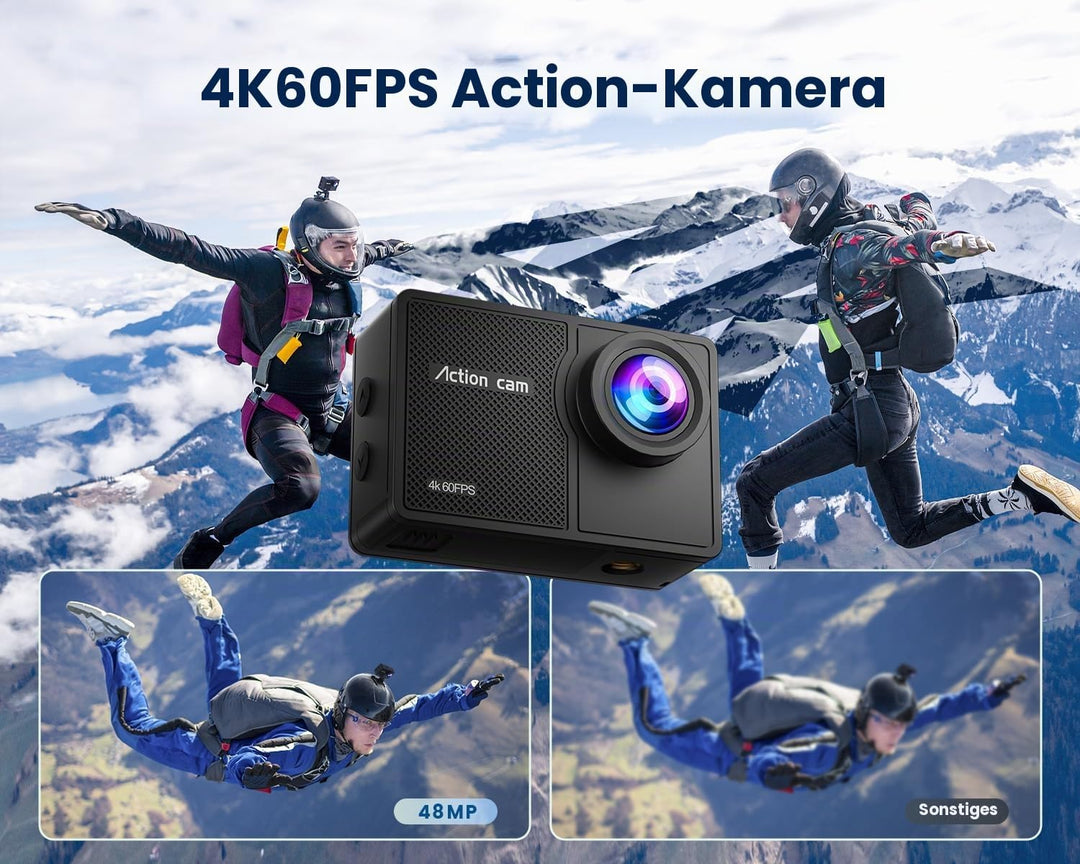 Action Cam Wasserdicht 4K60FPS mit 128GB Karte,131FT Unterwasserkamera 8X Zoom,WiFi Helmkamera 48MP,