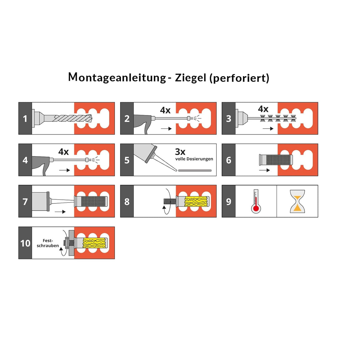 TECPO 6x Injektionsmörtel SF 300 ml inkl. Statikmischer Vebundsmörtel Ankerkleber Innen & Aussen Mör