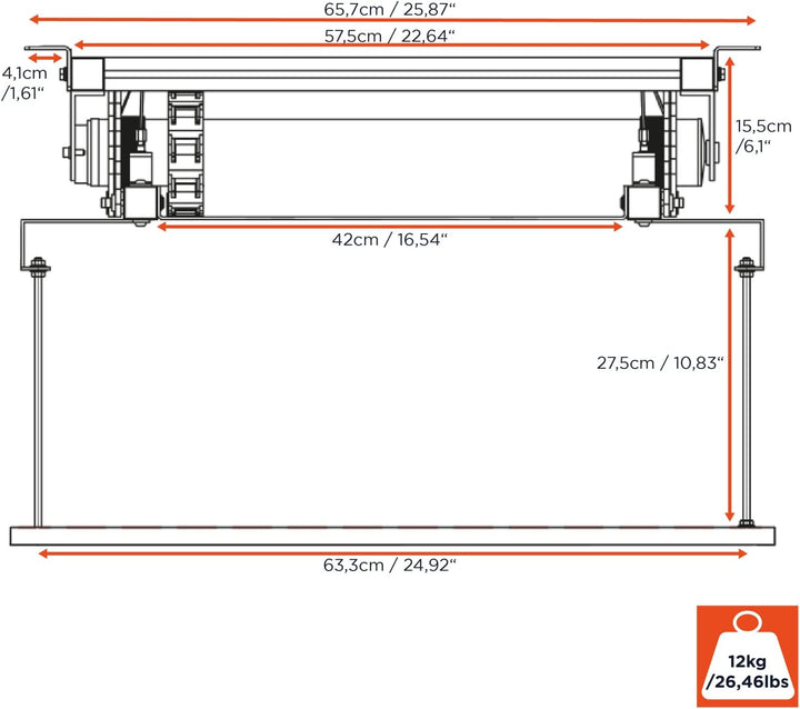 celexon Beamer-Deckenlift PL1000 Plus - ausfahrbar bis 90cm - bis 25kg - max. Masse 57cm x 60cm - au